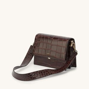 JW PEI MINI FLAP CROSSBODY - BROWN CROC NWT